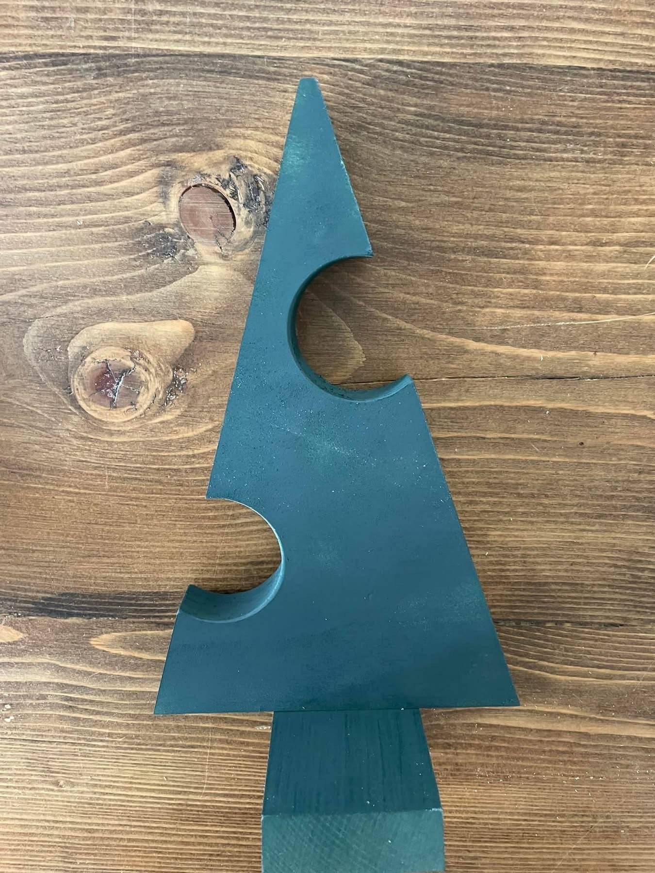12 Inch Solid Wooden Tree with Circle Cutouts
